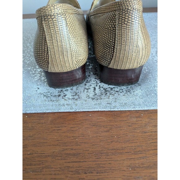 Anne Klein Shoes Womens 7.5 Tan Leather Snake Skin Python Loafers Light Academia - Picture 6 of 9